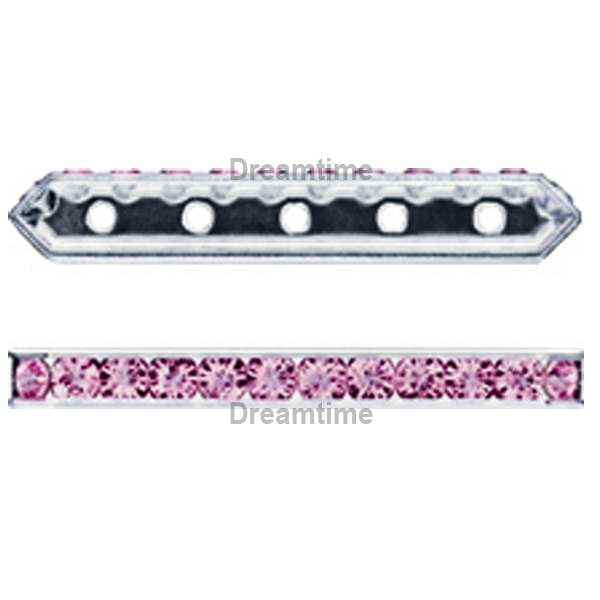 Dreamtime Crystal DC 77730 Rondelle Spacer Bars 5 Hole Fuchsia/Silver